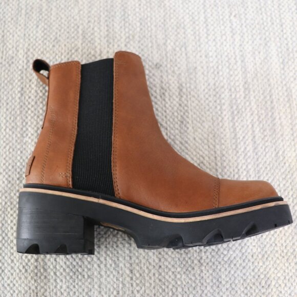 Sorel Joan Now Chelsea Boots Women's 8 Brown Leather Waterproof Lug Sole Block - Picture 12 of 16